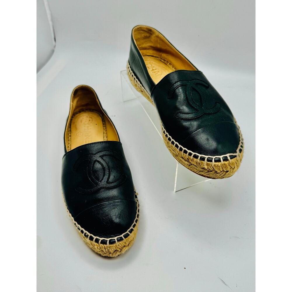 Chanel Black Canvas CC Logo Espadrille Flats Classic EU 35 - Picture 9 of 10